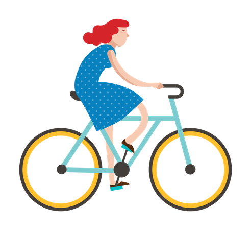Girl riding on bicycle Illustration