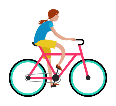 Girl riding on bicycle Illustration