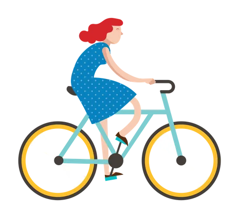 Girl riding on bicycle  Illustration