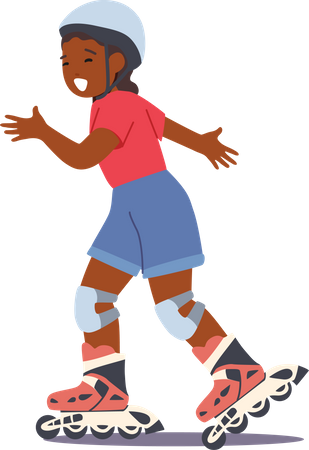 Girl Riding Roller Skated  Illustration