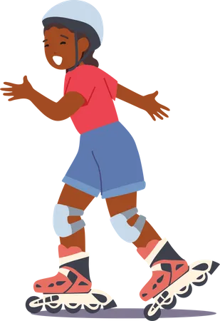 Girl Riding Roller Skated  Illustration