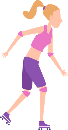 Girl riding roller skating  Illustration