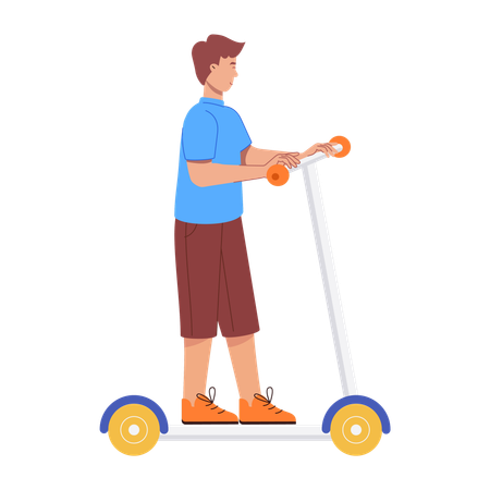 Girl Riding Scooter  Illustration