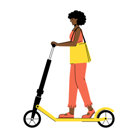 Girl Riding Scooter  Illustration