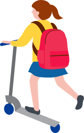 Girl riding scooter  Illustration