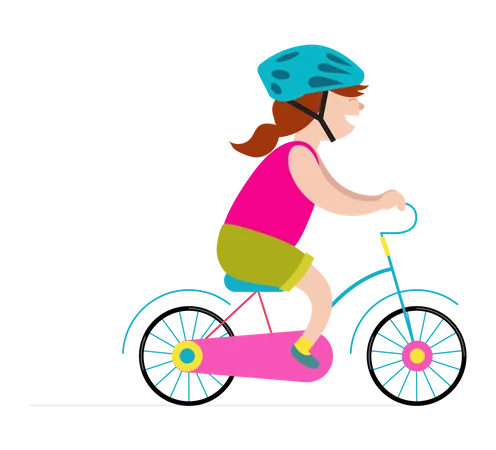 Girl riding small bicycle  Illustration