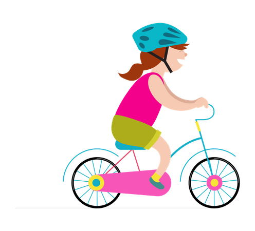 Girl riding small bicycle  Illustration