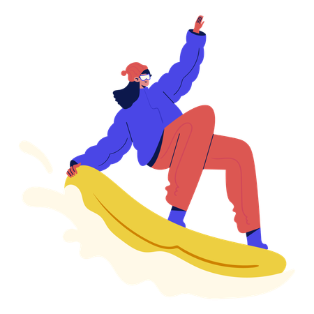 Girl Riding Snowboard  Illustration