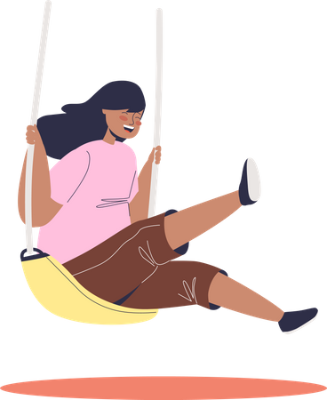Girl riding swing Illustration