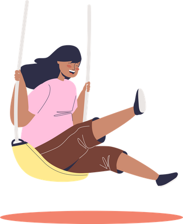 Girl riding swing  Illustration