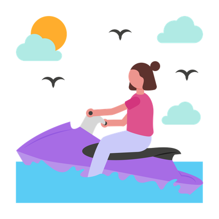 Girl riding Water Scooter  Illustration