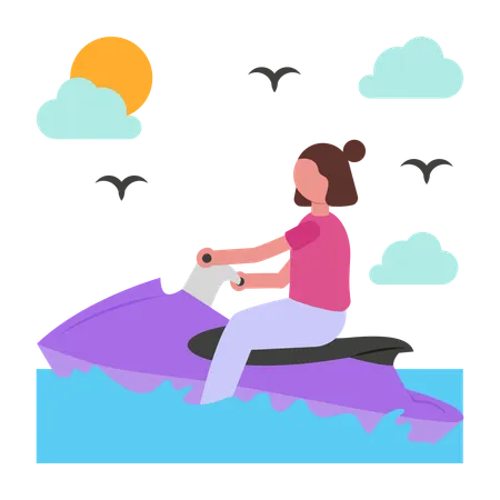 Girl riding Water Scooter  Illustration