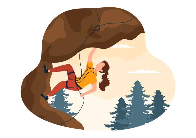 Girl rock climbing  Illustration