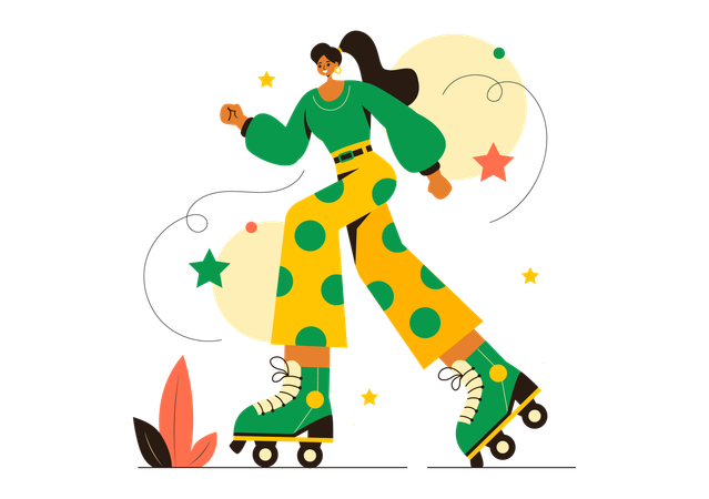 Girl Roller Skating  Illustration