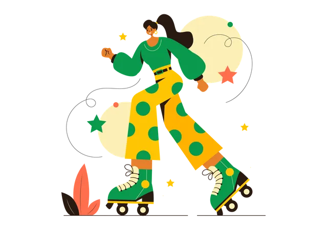 Girl Roller Skating  Illustration