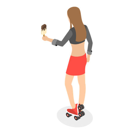 Girl Roller Skating  Illustration