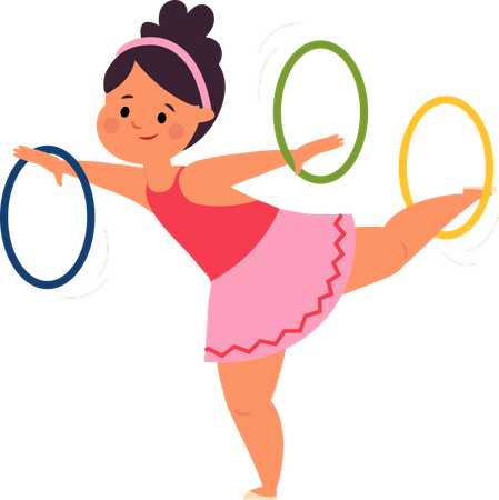Girl Rolling Hula Hoop Illustration
