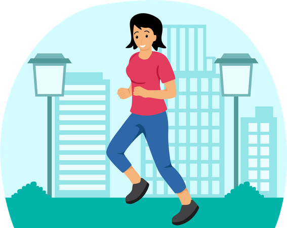 Girl Running  Illustration
