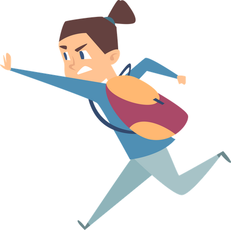 Girl running away from bully Illustration