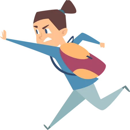 Girl running away from bully Illustration