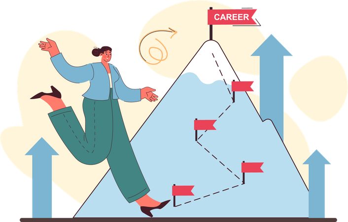 Girl running for career growth  Illustration