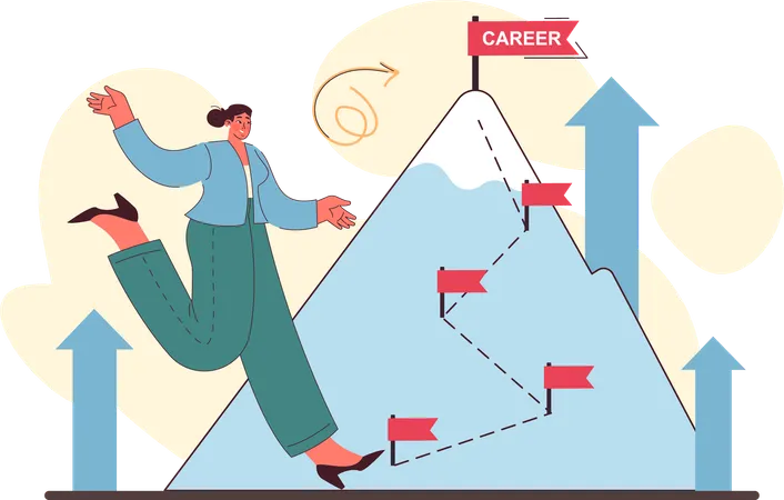 Girl running for career growth  Illustration