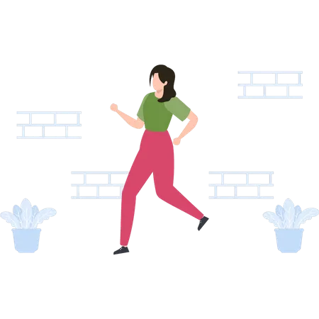 Girl running for exercise Illustration