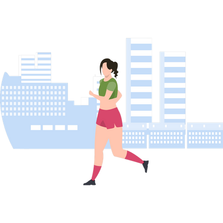 Girl running for exercise Illustration