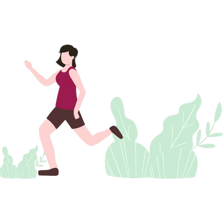 Girl running for fitness Illustration
