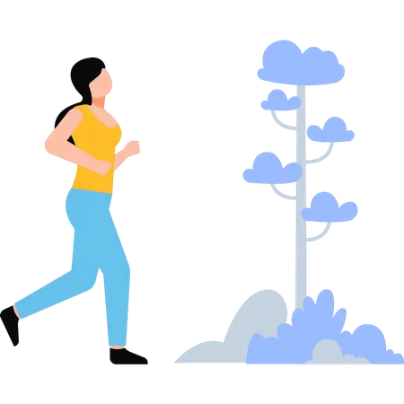 Girl Running For Fitness Illustration