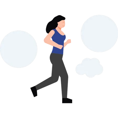 Girl running for fitness  Illustration