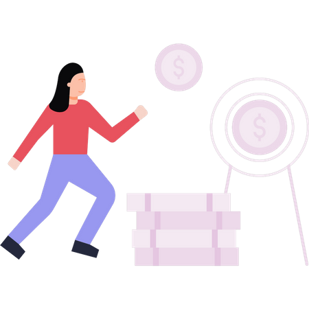 Girl running for money  Illustration