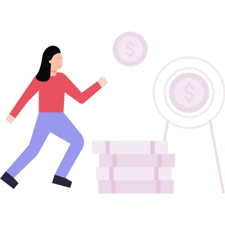 Girl running for money  Illustration