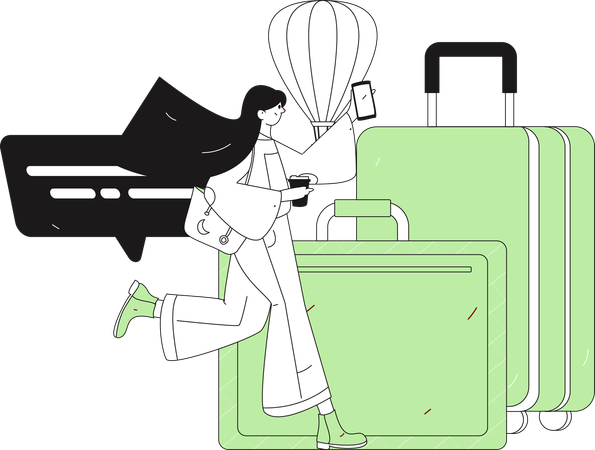 Girl running for trip  Illustration