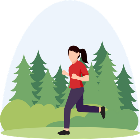 Girl Running  Illustration