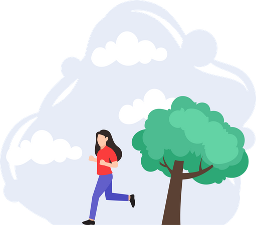 Girl Running  Illustration