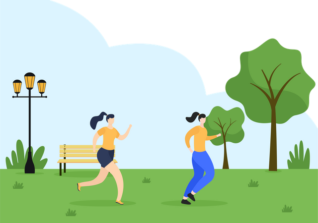 Girl Running  Illustration