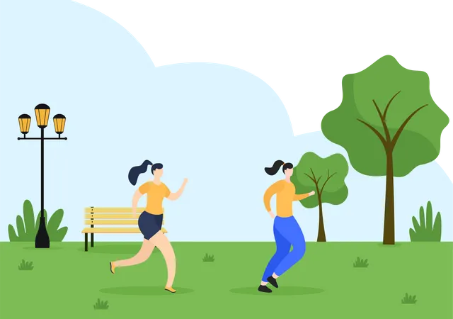 Girl Running  Illustration