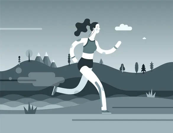 Girl Running  Illustration