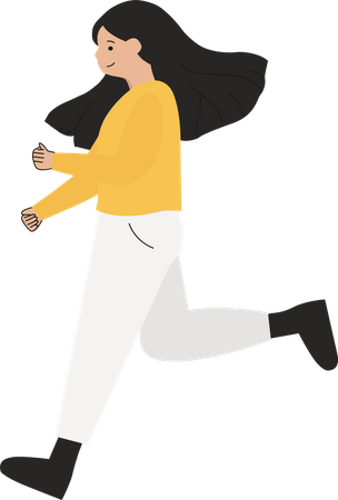 Girl Running  Illustration