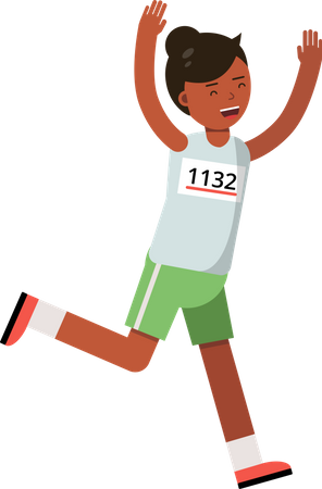Girl Running In Marathon Illustration