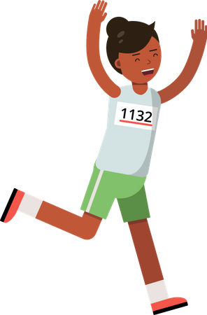 Girl Running In Marathon  Illustration