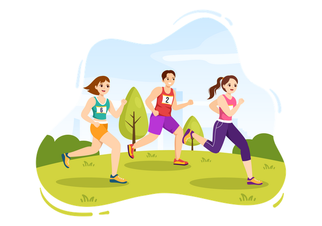 Girl running in Marathon Race  Illustration