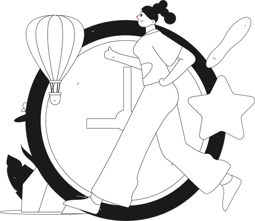 Girl running in morning  Illustration