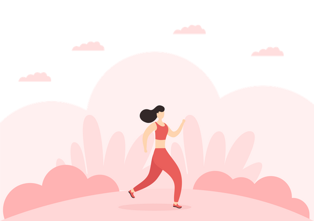 Girl Running In Park  Illustration