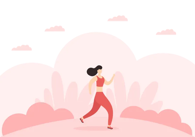 Girl Running In Park  Illustration