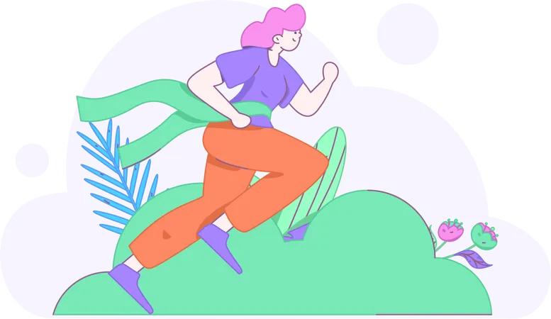 Girl running in park  Illustration