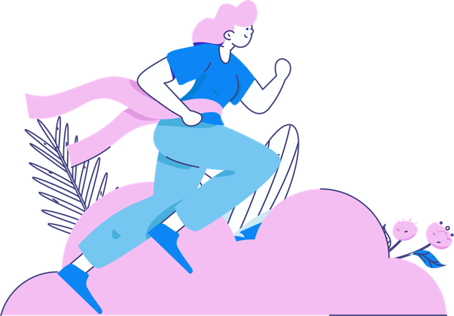 Girl running in park  Illustration