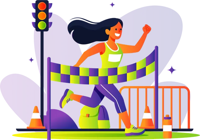 Girl running in the race  Illustration
