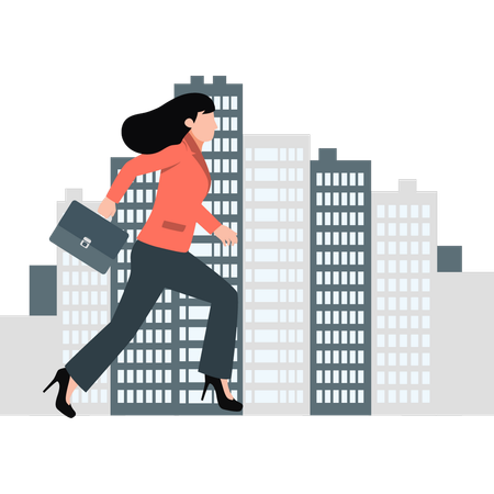 Girl running late for office  Illustration